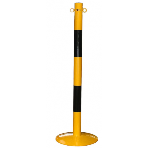 Stojalo za verigo, 2 dela, z 2 črnima črtama, ukrivljena rumena osnovna plošča