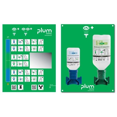 Očesna urgentna postaja za izpiranje oči, 1 x 200 ml pH nevtralne in 1 x 500 ml fiziološke raztopine
