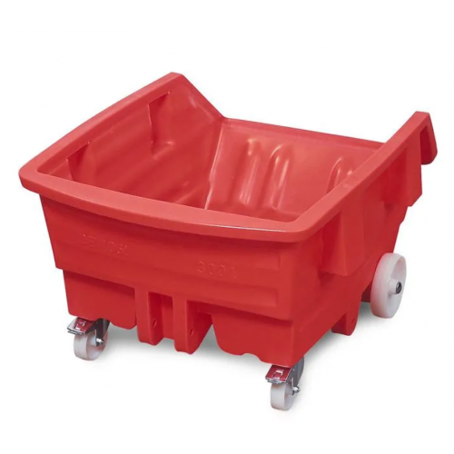 Polietilenski (PE) prekucnik, s kolesi, prostornina 500 litrov, rdeč Polietilenski (PE) prekucnik, s kolesi, prostornina 500 litrov, rdeč