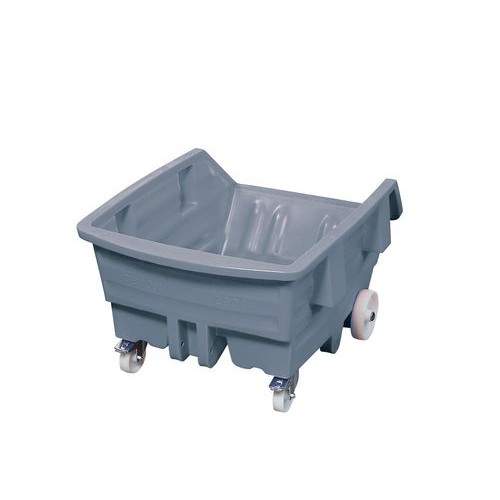 Polietilenski (PE) prekucnik, s kolesi, prostornina 500 litrov, siv