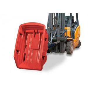 Prekucni zabojnik iz polietilena (PE), z žepi za vilice, prostornina 300 litrov, rdeč