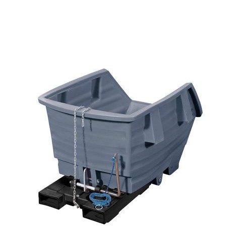 Prekucni zabojnik iz polietilena (PE), z žepi za vilice, prostornina 300 litrov, siv