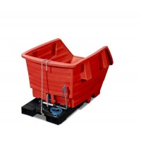 Prekucni zabojnik iz poletilena (PE) z žepi za vilice, prostornina 500 litrov, rdeč Prekucni zabojnik iz poletilena (PE) z žepi za vilice, prostornina 500 litrov, rdeč