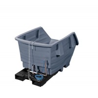 Prekucni zabojnik iz polietilena (PE) z žepi za vilice, prostornina 750 l, siv