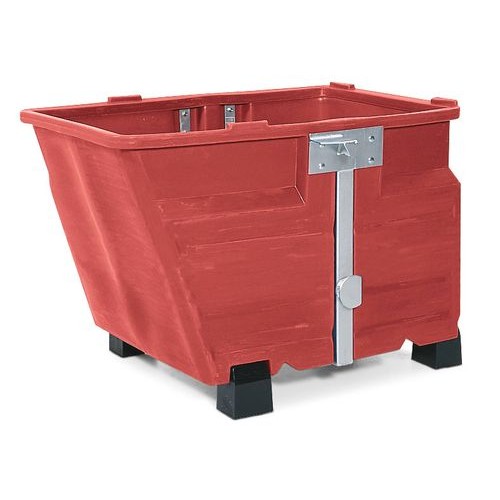 Posoda za razsuti material iz polietilena (PE), z nogami, prostornina 600 litrov, rdeča Posoda za razsuti material iz polietilena (PE), z nogami, prostornina 600 litrov, rdeča