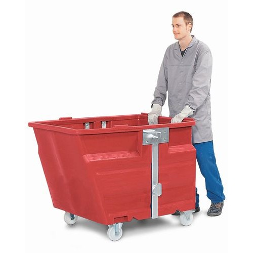 Zabojnik za razsuti material iz polietilena (PE), s kolesi, prostornina 600 litrov, rdeč Zabojnik za razsuti material iz polietilena (PE), s kolesi, prostornina 600 litrov, rdeč
