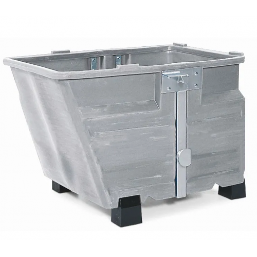 Posoda za razsuti material iz polietilena (PE), z nogami, prostornina 800 l, siva