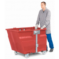 Zabojnik za razsuti material iz polietilena (PE), s kolesi, prostornina 800 litrov, rdeč Zabojnik za razsuti material iz polietilena (PE), s kolesi, prostornina 800 litrov, rdeč