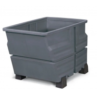 Kontejner iz polietilena (PE), z nogicami, 600 litrov, siv