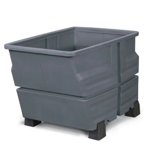Kontejner iz polietilena (PE), z nogicami, 600 litrov, siv