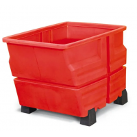 Kontejner iz polietilena (PE), z nogicami, 600 litrov, rdeč Kontejner iz polietilena (PE), z nogicami, 600 litrov, rdeč