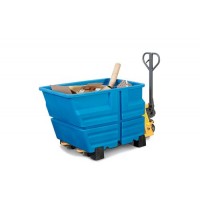 Kontejner iz polietilena (PE), z nogicami, 600 litrov, moder