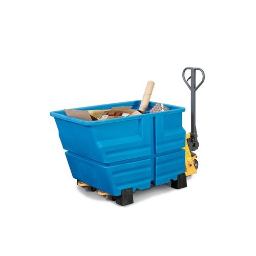 Kontejner iz polietilena (PE), z nogicami, 600 litrov, moder Kontejner iz polietilena (PE), z nogicami, 600 litrov, moder