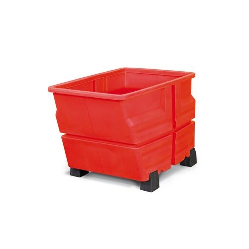 Kontejner iz polietilena (PE), z nogicami, 800 litrov, rdeč Kontejner iz polietilena (PE), z nogicami, 800 litrov, rdeč