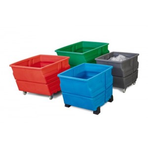 Kontejner iz polietilena (PE), s kolesi, 800 litrov, rdeč