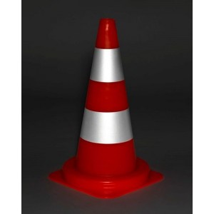 PVC prometni stožec z 2 srebrnima obročema, odsevni, višine 750 mm