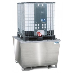 Lovilna posoda pro-line iz nerjavečega jekla za 1 IBC, s pocinkano rešetko