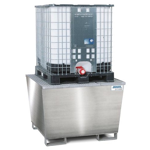 Lovilna posoda pro-line iz nerjavečega jekla za 1 IBC, z rešetko iz nerjavečega jekla