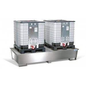 Lovilna posoda pro-line iz nerjavečega jekla za 2 IBC, s pocinkano rešetko Lovilna posoda pro-line iz nerjavečega jekla za 2 IBC, s pocinkano rešetko