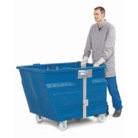 Zabojnik za razsuti material iz polietilena (PE), na kolesih, prostornina 600 litrov, moder Zabojnik za razsuti material iz polietilena (PE), na kolesih, prostornina 600 litrov, moder