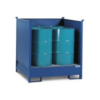 Postaja za nevarne snovi 4 P2-O-V50 iz jekla, barvana, za 4 sode po 200 litrov, 3 stene, nakladalna