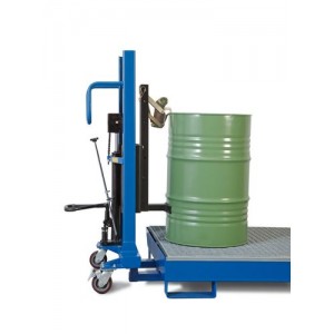 Servo dvigalo sodov, prijemalo za sode, jekleni sodi 60 do 200 l, ozko podvozje, višina dviga 120-740 mm