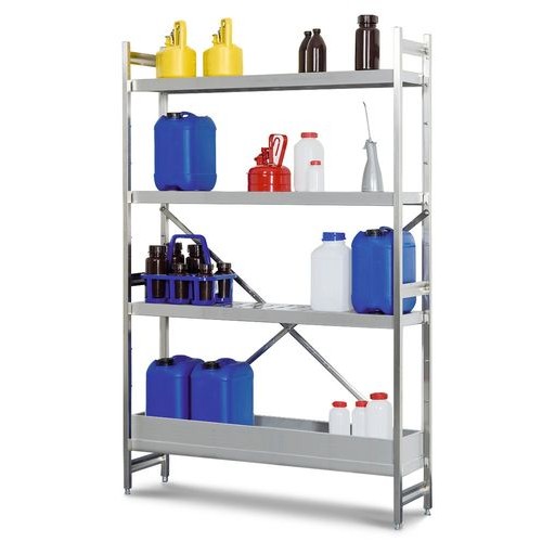 Regal GRE 1230 za vnetljive materiale, nerjaveče jeklo, 1200 x 300 x 1800 mm, osnovna enota