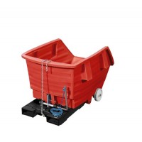 Prekucni zabojnik iz polietilena (PE), s kolesi in utori za vilice, prostornina 1000 litrov, rdeč