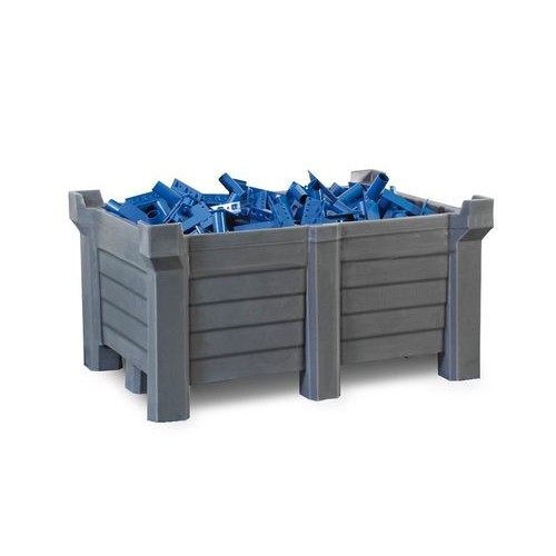 Nakladalna posoda PolyPro iz PE, 300 l, lovilni volumen 280 l, zaprta, siva