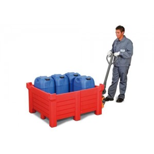  Nakladalna posoda PolyPro iz PE, 300 l, lovilni volumen 280 l, zaprta, rdeča