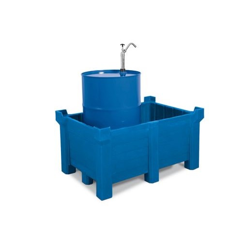 Nakladalna posoda PolyPro iz PE, 300 l, lovilni volumen 280 l, zaprta, modra