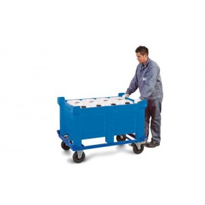 Nakladalna posoda PolyPro iz PE, 300 l, lovilni volumen 280 l, zaprta, modra