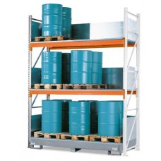 Combi-Shelf 4 S24-I s pocinkano lovilno posodo, za 24 vertikalnih 200 l sodov, dodatni regal