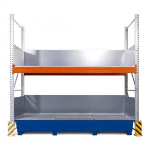 Combi-Shelf 3 K6-I z barvano lovilno posodo, za 6 IBC po 1000 l, dodatni regal
