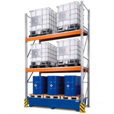 Combi-Shelf 4 K6-I z barvano lovilno posodo, za 6 IBC po 1000 l, osnovni regal