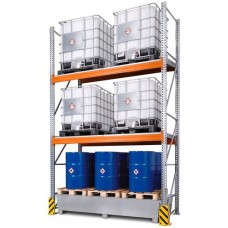 Combi-Shelf 4 K6-I s pocinkano lovilno posodo, za 6 IBC po 1000 l, osnovni regal