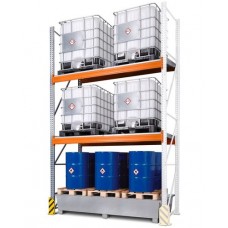 Combi-Shelf 4 K6-I s pocinkano lovilno posodo, za 6 IBC po 1000 l, dodatni regal