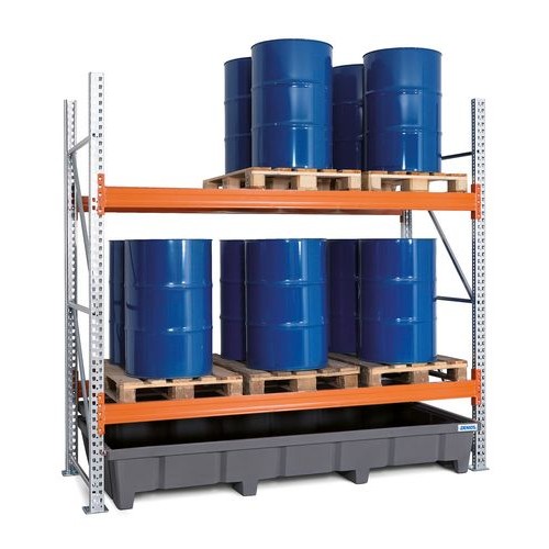 Paletni regal PRP 27.25 za 6 palet ali 4 palete za kemikalije, 2 nivoja, osnovni regal