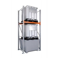 Combi-Shelf 3 K2-I s pocinkano lovilno posodo, za 2 IBC po 1000 l, osnovni regal