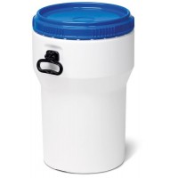 Sod s širokim grlom, 40 l, belo/moder, z UN odobritvijo, s pokrovom