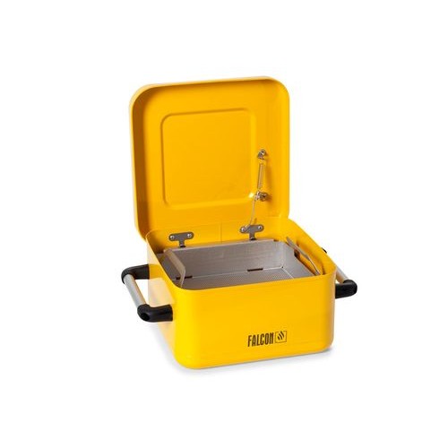 Čistilnik majhnih delov FALCON iz jekla, lakiran, s košaro za dele, 8 l Čistilnik majhnih delov FALCON iz jekla, lakiran, s košaro za dele, 8 l