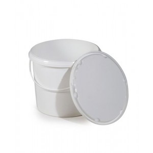 UN vedro iz PP, 5,5 L, belo s pokrovom in plastičnim ročajem, PU = 10 kosov
