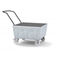 Mobilna lovilna posoda classic-line 200 l, pocinkana, z rešetko