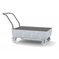 Mobilna lovilna posoda classic-line 200 l, pocinkana, z rešetko