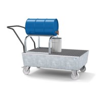 Mobilna lovilna posoda classic-line 200 l, pocinkana, z rešetko in stojalom za sod