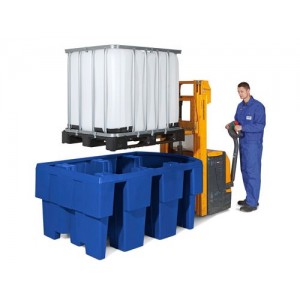 Lovilna posoda classic-line za 1 IBC, s prostorom za pretakanje