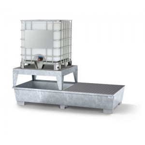 Lovilna posoda classic-line za 2 IBC, pocinkana, 1 stojalo, 1 rešetka