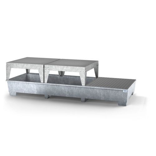 Lovilna posoda classic-line za 3 IBC, pocinkana, 2 stojali, 1 rešetka