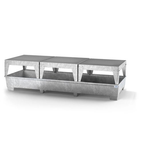 Lovilna posoda classic-line za 3 IBC, pocinkana, 3 stojala