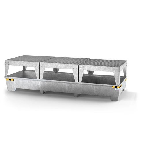 Lovilna posoda pro-line za 3 IBC, pocinkana, 3 stojala